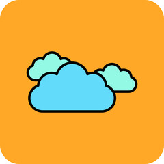 Clouds Multicolor Round Corner Filled Line Icon