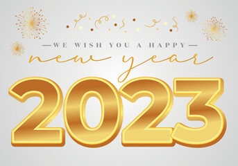 2023 new year 3d effect. New year wish card, luxury 2023 new year with confetti invitation card.