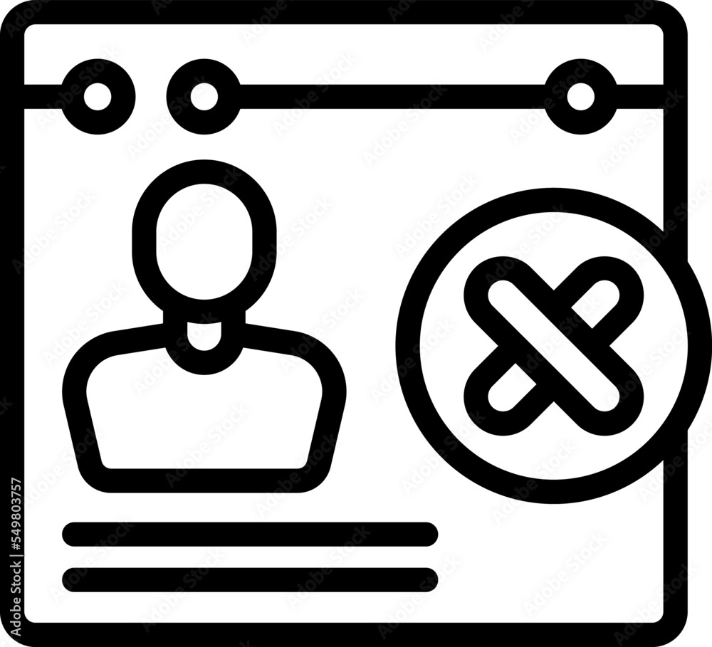 Poster web avatar icon outline vector. social profile. delete computer