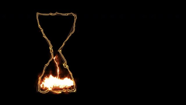 Burning time Fiery clock on a black background