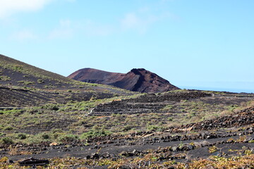 View on the Teneguia volcano in the south of La Palma