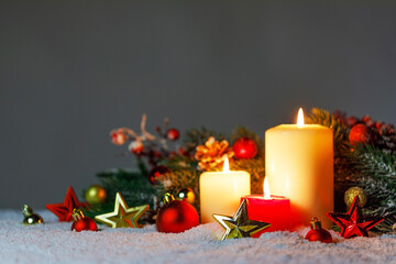Fototapeta na wymiar Christmas burning candles