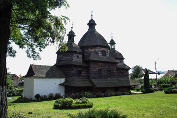 Fototapeta premium ukraine city of Zhovkva. cathedral on the square