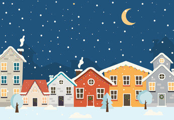 Obraz na płótnie Canvas winter home village christmas vector