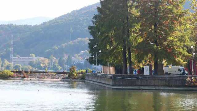 Lake on Cerna River  in Orsova, Romania.