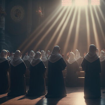 People Praying In A Religious Cult