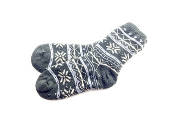 Warm, mens socks with a pattern close-up