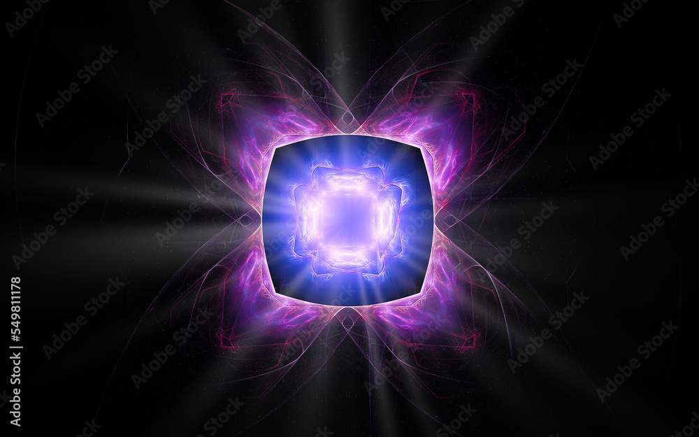 Aufkleber digital illustration abstract image generated fractal background image portal pattern of various geometric shapes and lines of various colors for computer graphics or web design