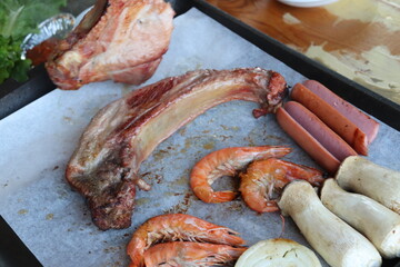 South Korea food. Korean bbq cook