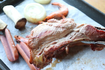 South Korea food. Korean bbq cook
