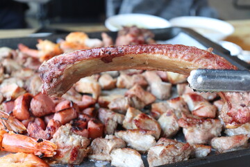 South Korea food. Korean bbq cook