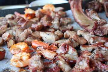 South Korea food. Korean bbq cook