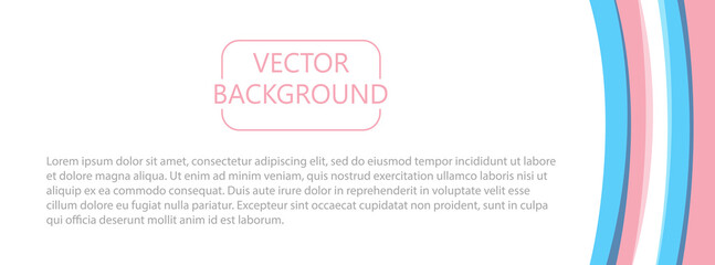 Horizontal background with streaks of transgender flag colors vector illustration isolated on white. Banner template with copy space for text