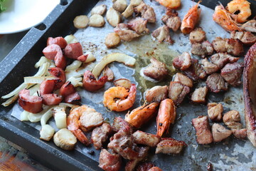 South Korea food. Korean bbq cook