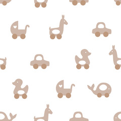seamless pattern with baby toys on the white background