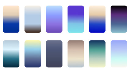 Gradients winter colorful swatches set vector