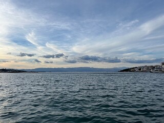 Obraz premium Evening seascape, sky after the subset and sea horizon