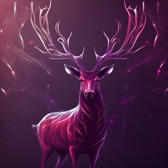 A beautiful illustration of a reindeer lit up with colorful neon lights.