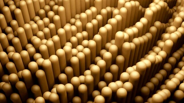 Wavy motion of vertical pillars background. Design. Long shapes looking like digital tentacles.