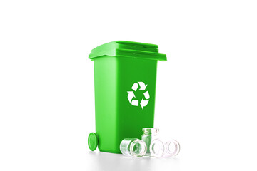 Trash recycle. Bin container for disposal garbage waste and save