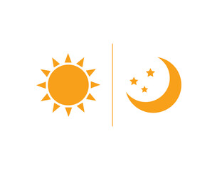 Sun and moon icon. Vector illustration.