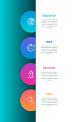 Vertical infographic design with icons and 4 options or steps. Thin line. Infographics business concept. Can be used for info graphics, flow charts, presentations, mobile web sites, printed materials.