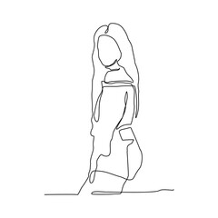 continuous line vector design of woman in style