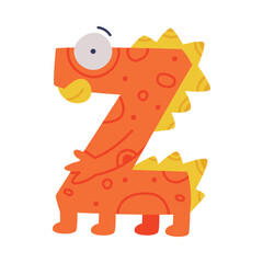 Monster Alphabet with Orange Capital Letter Z Vector Illustration