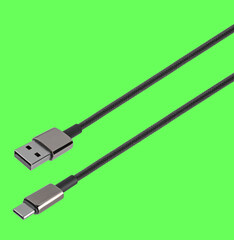 cable and connector USB, Type-C, on a green background