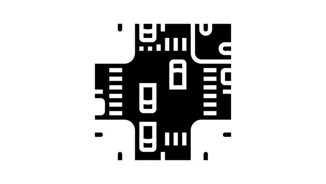 crossroad urban glyph icon animation