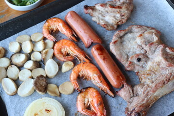 South Korea food. Korean bbq cook