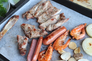 South Korea food. Korean bbq cook