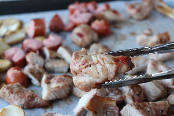 South Korea food. Korean bbq cook