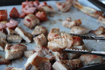 South Korea food. Korean bbq cook