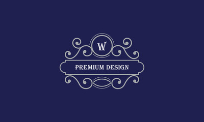 Vector logo design with place for text and initial W. Elegant monogram for restaurant, clothing brand, heraldry, business