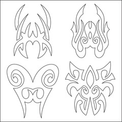 Maori ethnic elements,Polynesian ethnic pattern. Can be used as tattoo or seamless ornament,Patterns of tribal tattoo set. Fully editable EPS 8 vector illustration.