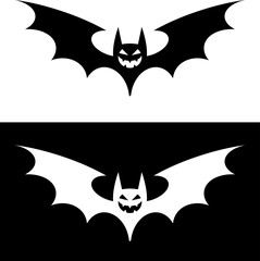 Bat, vampire, bloodsucker. Flat black image, icon, isolated background.