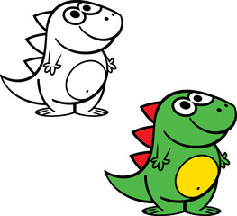 Little colored toy dragon. Cheerful and funny, image for a childrens book or cartoon.

