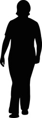 a fat woman walking body silhouette vector