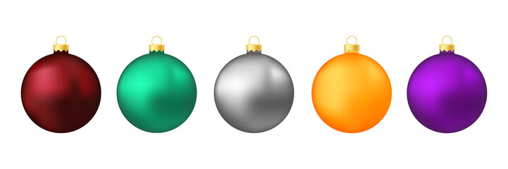 Set of Christmas tree balls isolated on white background