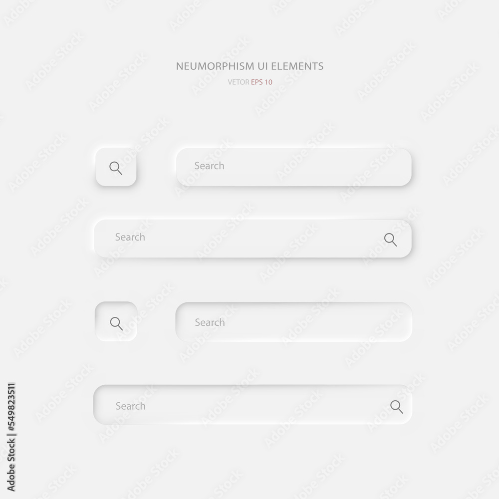 Poster a set of search strings on a light gray background. user interface components in a simple, non-amorp