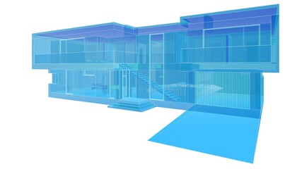 house building sketch architecture 3d illustration