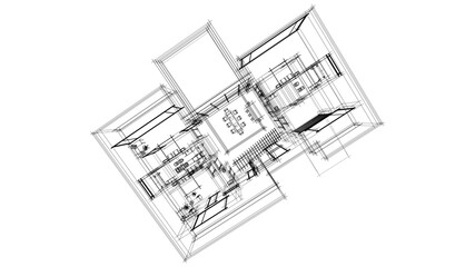 house building sketch architecture 3d illustration