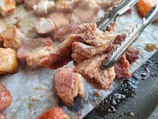 South Korea food. Korean bbq cook