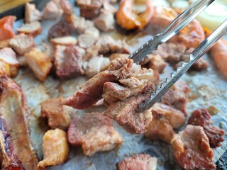 South Korea food. Korean bbq cook