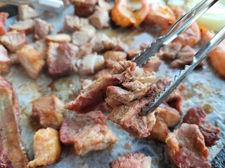 South Korea food. Korean bbq cook