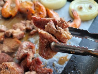 South Korea food. Korean bbq cook