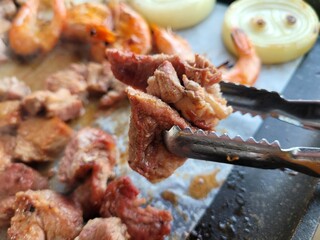 South Korea food. Korean bbq cook