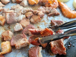 South Korea food. Korean bbq cook