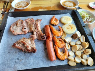 South Korea food. Korean bbq cook